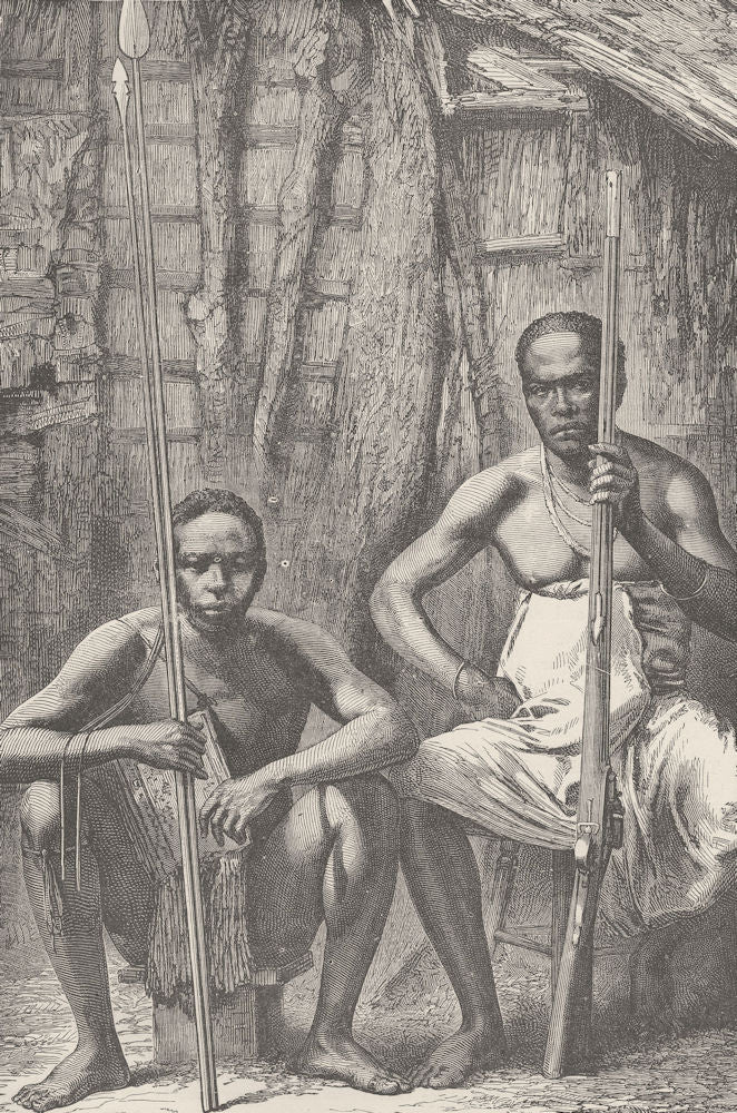 GABON. Bakalais warriors 1891 old antique vintage print picture